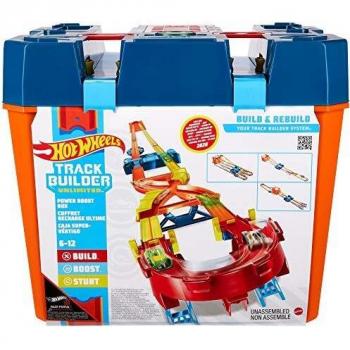 Hot Wheels Track Builder Caja de Acrobacias Premium, pista personalizable con accesorios