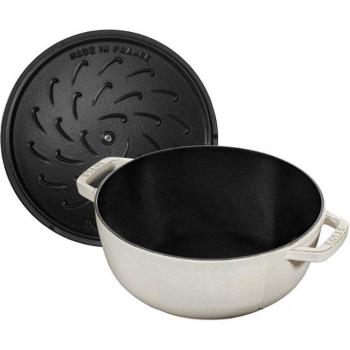 Cacerola de Hierro Fundido Staub 3.6 L con Tapa - 24 cm, Color Trufa Blanca