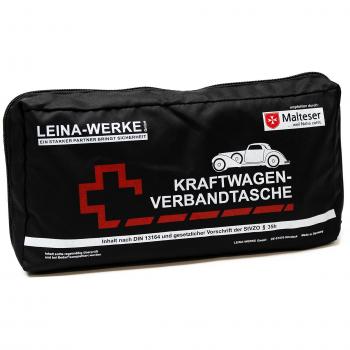 Bolsa de primeros auxilios para vehículos LEINA Elegance, contenido DIN 13164, color negro