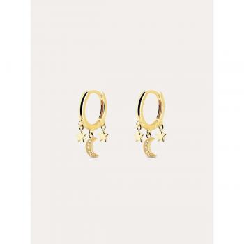 Pendientes Singularu Midnight Sky - Elegantes Pendientes de Plata bañados en Oro con Circonitas y Cierre Congo
