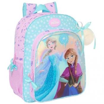Mochila Escolar Junior Adaptable a Carro Frozen Cool Days Violeta/Celeste 32 x 38 x 12 cm, cómoda y versátil, ideal para niños en edad escolar, calidad y resistencia
