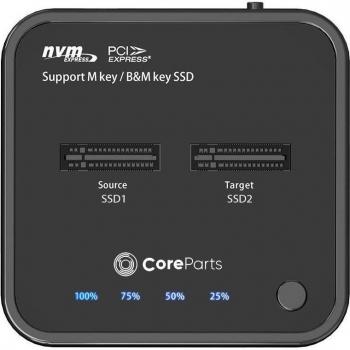 Estación de acoplamiento CoreParts MS-CLONER-NVME para unidades M.2 NVMe USB 3.2 Gen 2 Type-C Negra