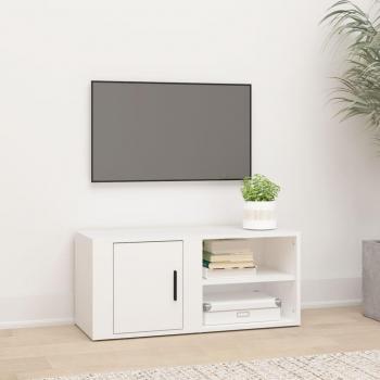 Armario de TV Day and Night en compensado blanco, dimensiones 80x31,5x36 cm