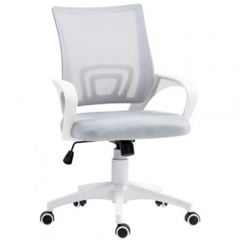 Silla de Oficina Homcom de Malla Gris, Altura Ajustable, Soporte Lumbar, Reposabrazos, Carga 120 kg - 57x55x109 cm