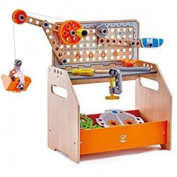 Hape E3028 Junior Inventor Discovery Scientific Workbench, Portable Wooden Workbench - 10 Experiments