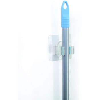 TATAY 1041000 - QuickFix Clip Sujeta escobas Organizador de Pared para lavadero, cocina, etc, Colgador con Adhesivo por microventosas, soporta hasta 5 Kilos, Reutilizable, Translúcida, Talla Única