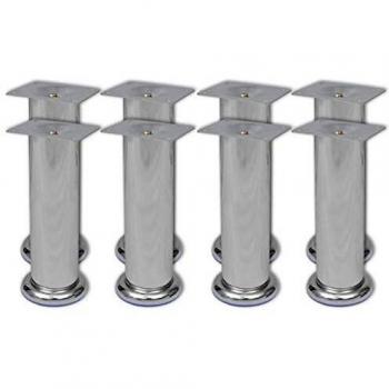 vidaXL 8x Patas de Sofá Redondas Accesorios Soportes Sofa Cama Mobiliario Robustas Estables Montaje Simple Rápido Modernas Repuestos Cromadas 180mm