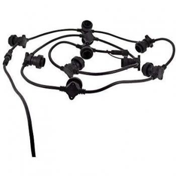 Guirnalda LED Exterior Personalizable y Ampliable con Cable Negro, Compatible con Bombillas E27 (Venta Sin Bombillas)