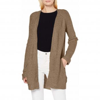PIECES Pcellen LS Long Knit Cardigan Noos Chaqueta Punto, Marrón