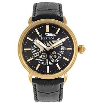 Heritor Automatic Mattias Gold Leather-Band Watch with Date