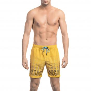 Bikkembergs Yellow Polyester Swimwear - Size L with Degredé Print