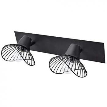 Barra de 2 focos orientables industriales en metal negro Kasteli