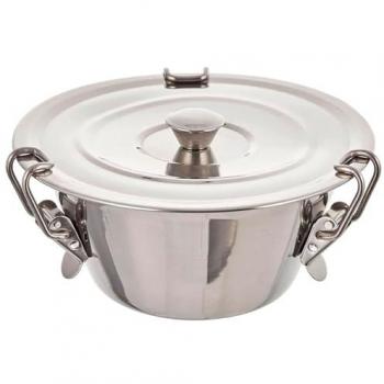 Flanero de Acero Inoxidable con Tapa y Cierres de Pinzas - Recipiente para Flanes y Repostería - Apto para Lavavajillas - Ø 22 cm