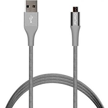 Cable Puro Micro USB 2,4A Carga y Sincronización Fast Charger 1m Plata