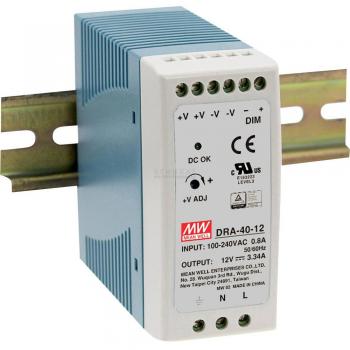 Fuente de alimentación conmutada Mean Well DRA-40-24, riel DIN, 24 V/DC, 1.7 A, 40.8 W, 1 salida