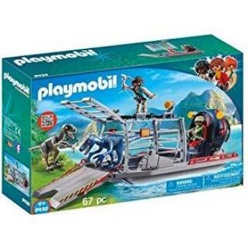 PLAYMOBIL Dinos Hidrodeslizador con Jaula, Flotante, a Partir de 4 Años