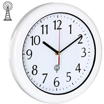 Reloj de Pared Blanco Ø30cm a Pilas, Silencioso y Resistente al Agua con Función de Radio Controlado para Piscina y Baño