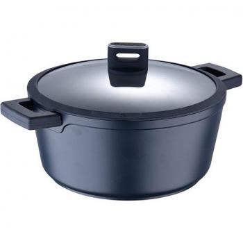 Cacerola Masterpro 28x13cm Aluminio Fundido con Tapa de Vidrio, Inducción, Antiadherente