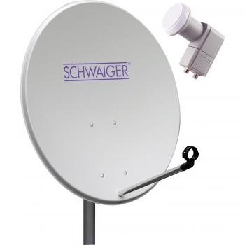 Antena de satélite Schwaiger SPI993 72 cm con LNB doble, frecuencia 10,7 - 12,75 GHz, color gris claro
