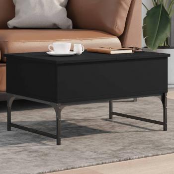 Mesa de centro vidaXL madera ingeniería y metal humo 70x50x40 cm Negro, Roble Sonoma, Roble ahumado