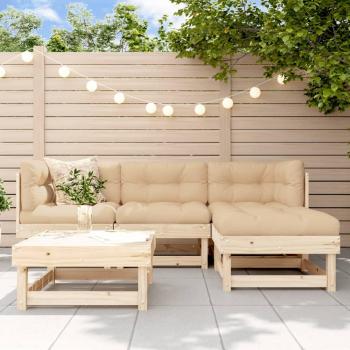 5-Piece Natural Solid Pine Garden Lounge Set