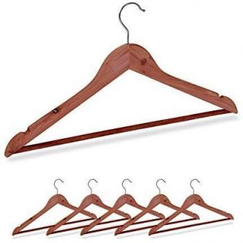 Perchas de Madera de Cedro, Set de 6, Antiminas, 44 cm, Color Natural