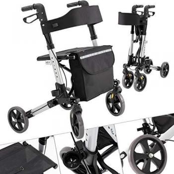 Andador KESSER Plegable de Aluminio, Ligero y Ajustable con Accesorios Completos para Viajes