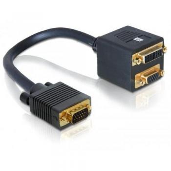DeLOCK Adapter VGA male > VGA + DVI 29 female VGA VGA/DVI 29 Negro adaptador de cable - Adaptador para cable