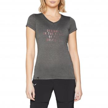 SALEWA Slash Dri de Humedad Relativa W S/S tee Camisetas, Mujer, Slash DRI-Rel W S/S tee, Black out Melange
