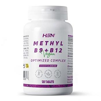 Complejo Metil B9 + B12 de HSN | 120 Tabletas con Ácido Fólico y Metilcobalamina de Alta Biodisponibilidad | Vitamina del Grupo B, No-GMO, Vegano, Sin Gluten