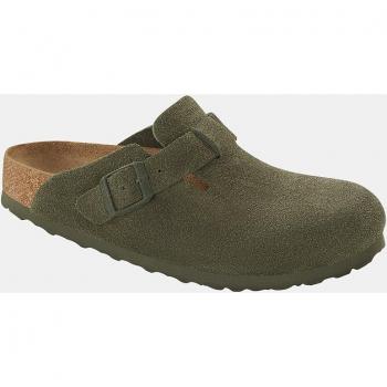 Birkenstock Boston Thyme Green Suede Leather Clogs