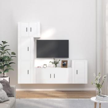 Set de muebles para TV 5 piezas madera contrachapada blanca