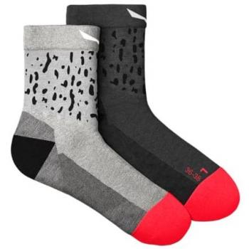 Calcetines Largos Salewa Mtn Trainer Half Merino para Mujer Oatmeal / Gris Melange / Fluo Coral UK 6-7.5