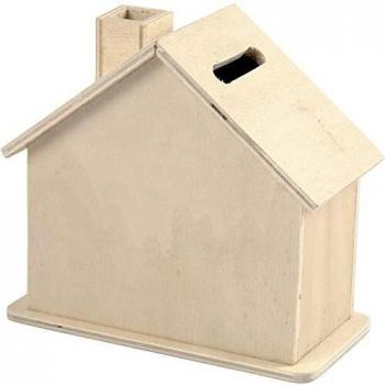 Hucha de Dinero en Madera Contrachapada, 10,1x10x5,4 cm, 1 Pieza