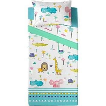 ICEHOME Juego de sábanas Baby Safari Cama 105 cm