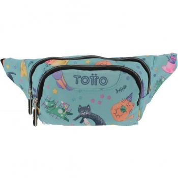 Riñonera Totto Gancho infantil azul con gatitos