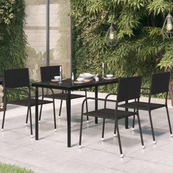 vidaXL Black Garden Dining Table 55.1x27.6x29.1 Steel and Glass