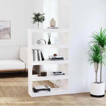 Librería/partición blanca 80x30x135,5 cm en pino macizo