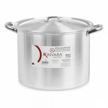Olla con Tapa Plateado Aluminio 38 x 25 x 31 cm (4 Unidades) - Material de Aluminio - Color Plateado - Apto para Horno, Cocina de Gas y Lavavajillas