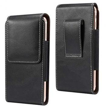Funda Vertical de Piel con Pasador de Cinturón para Huawei P Smart S (2020) - Negra - Nuevo Diseño DFV Mobile