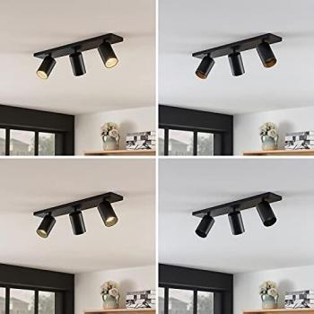 Foco empotrado Arcchio Brinja moderno negro/oro, 3 luces GU10, hecho de aluminio para pasillos
