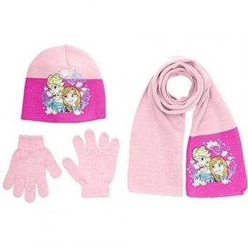 DISNEY, CONJUNTO 3 PCS BUFANDA + GUANTES + GORRO FROZEN - Conjunto 3 Pcs Bufanda + Guantes + Gorro infantil, color rosa, talla 54