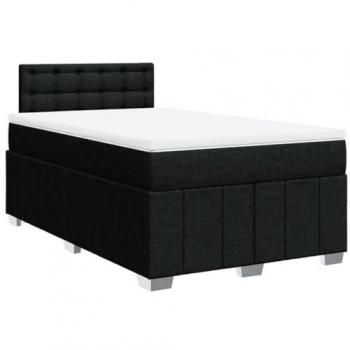 Cama box spring con colchón de muelles en tela negra 120x200 cm