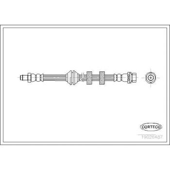 Tubo flexible de frenos CORTECO 19026487, alta resistencia, fabricado con materiales de calidad, diseñado para sistemas de frenos hidráulicos, compatible con diversas marcas y modelos de vehículos