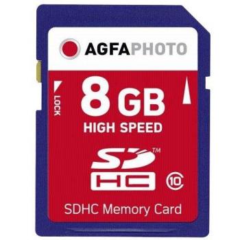 Agfaphoto Sdhc 8 GB Alta Velocidad Clase 10, Mlc