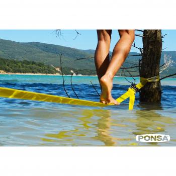 PONSA Slackline Top Classic 16,7m. Tensor con Mango ergonómico. Cinta de Poliéster Especial de Alta tenacidad. 027793050108