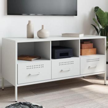 Mueble para TV de acero blanco 100,5x39x50,5 cm