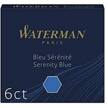 Waterman cartuchos de tinta para plumas estilográficas | 'International' cortos | azul serenidad | paquete de 6