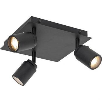 Foco moderno cuadrado negro 3 luces IP44 para ducha QAZQA de acero negro