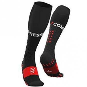 COMPRESSPORT Full Socks Run Calcetines de alta compresión para correr - Mejore su rendimiento - Soporte muscular, confort superior y ultraligero - Ciclismo, running, trail y triatlón, Negro, T1